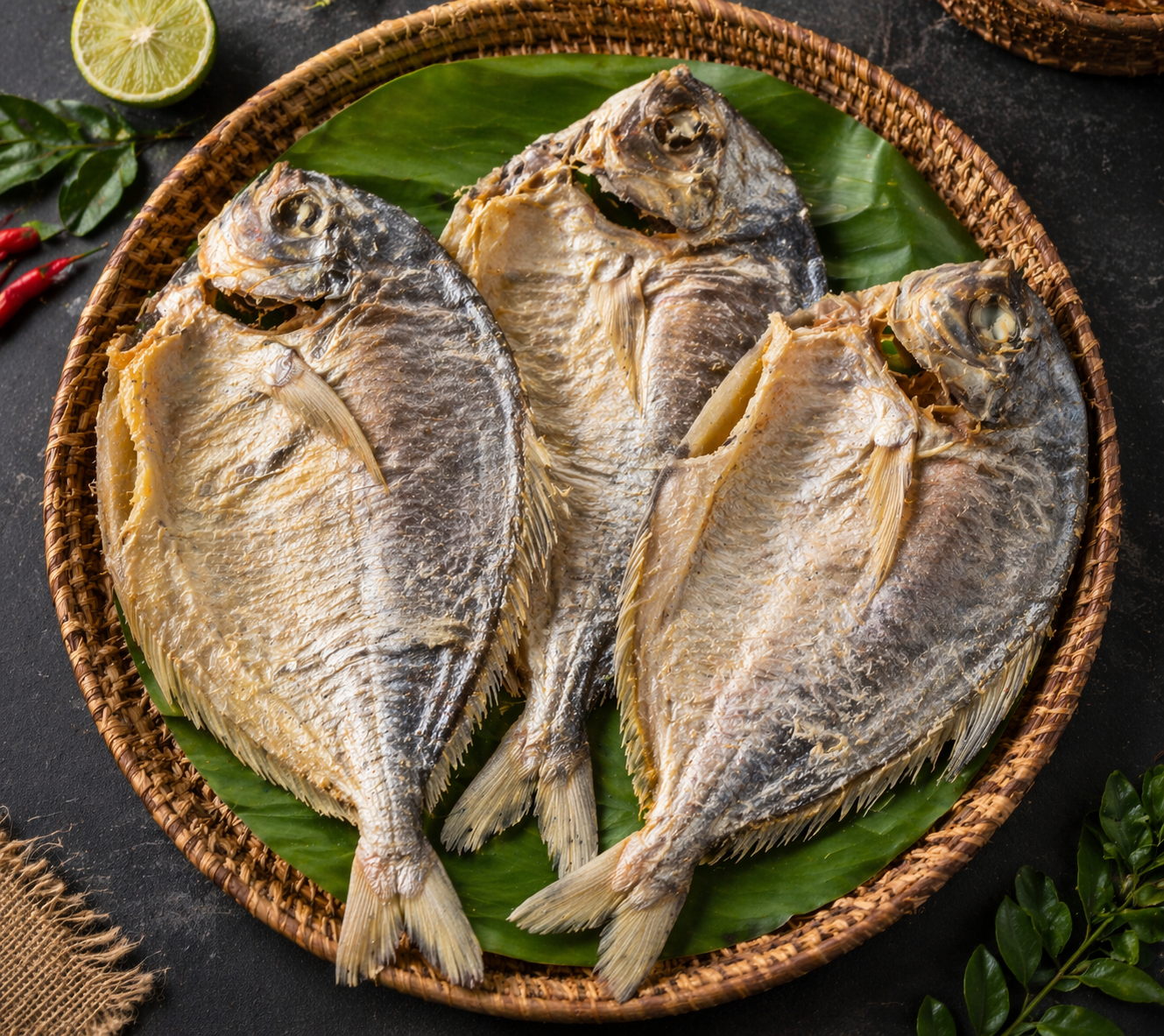 Dry Salted Pomfret (सुखे खारे पापलेट)